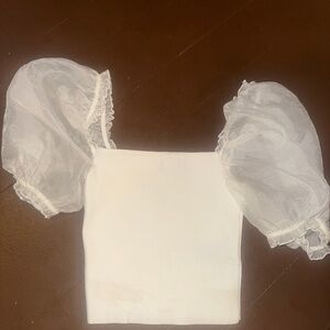 Aritzia White Puff Sleeve Top